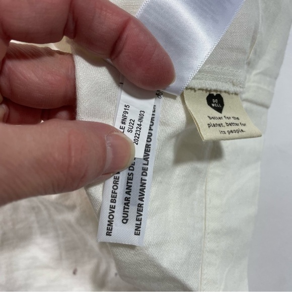 New Madewell Linen Cotton Puff Sleeve Mini Dress Size 6 Ivory - Picture 8 of 10